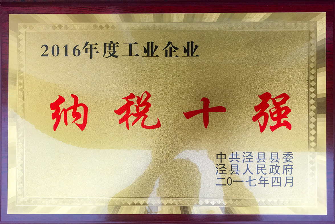 2016年工業(yè)企業(yè)納稅十強